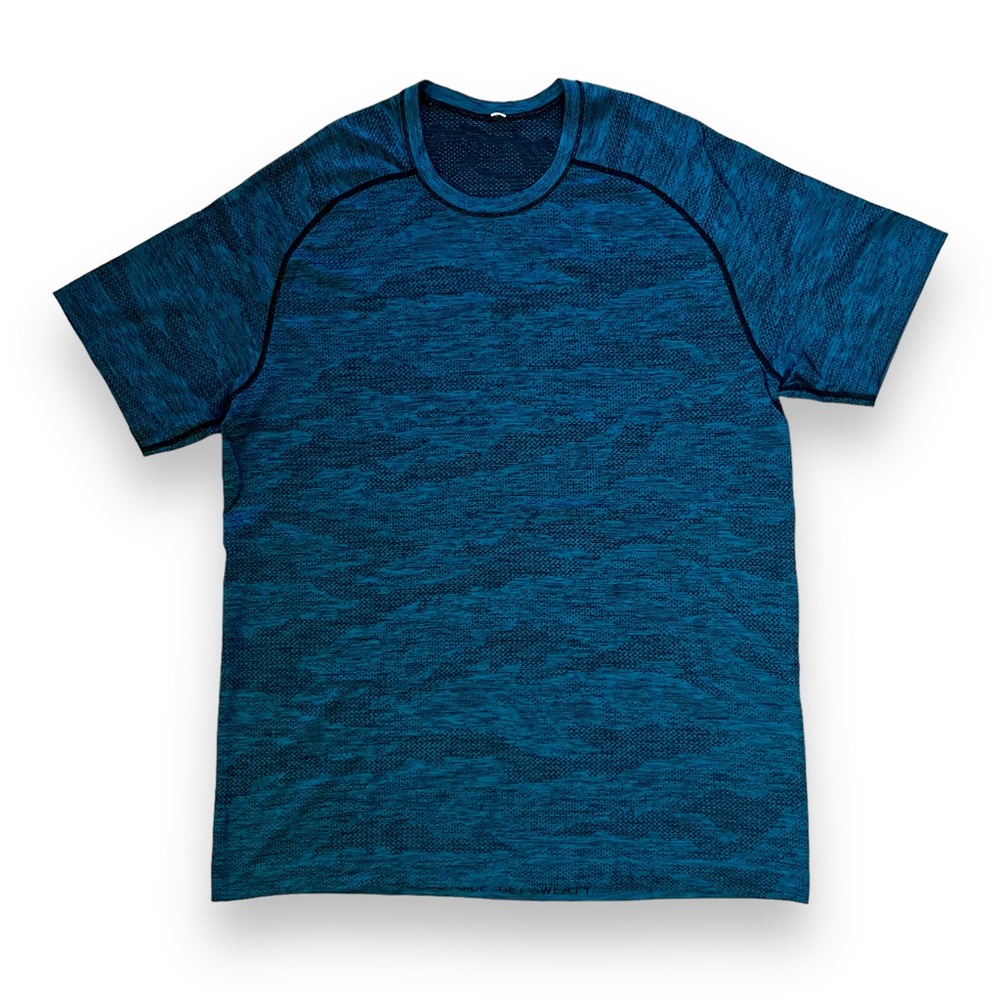 Lululemon METAL VENT TECH Teal Blue Short Sleeve Shirt CAMO Men's XL